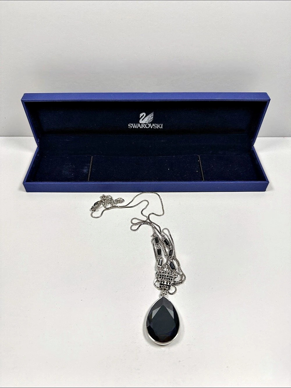 Swarovski Black & Silver Crystal Pendant Necklace